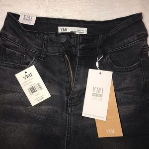 YMI High waisted black wide leg ankle length jeans